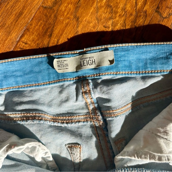 TOPSHOP Moto Leigh Jeans 25 Distressed Light Wash Skinny - Picture 3 of 5